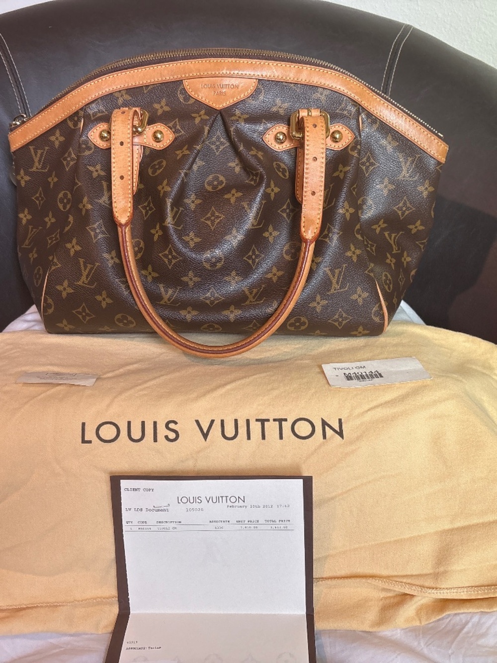 Louis Vuitton Tivoli GM Bag With Receipt